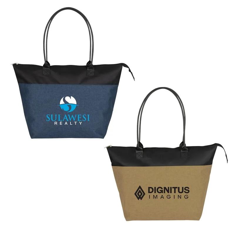 Custom Tote Bag Two-Tone 600D Polyester - 12.5 x 13 in - product view 4