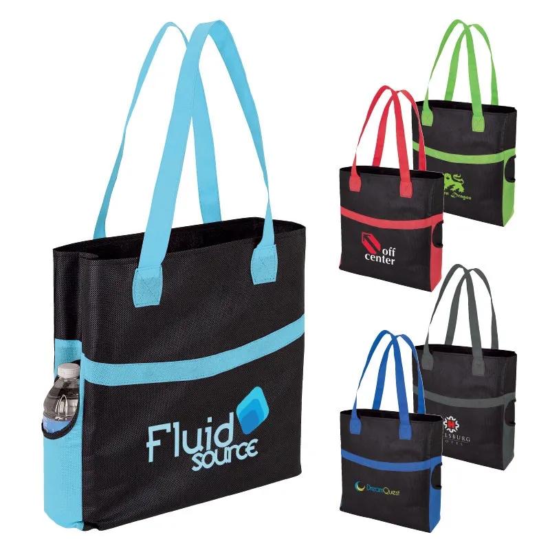 Custom Tote Bag Non-Woven with Bottle Pockets - 14 x 15 in - product view 5