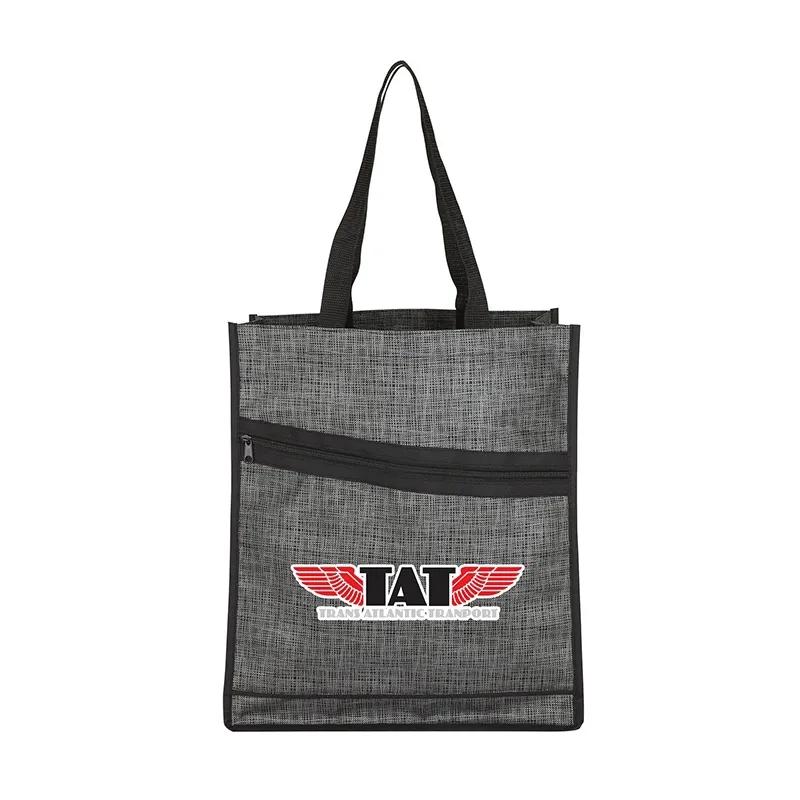 Custom Tote Bag Printed Non-Woven with Zip Pocket - 13.5 x 16 in