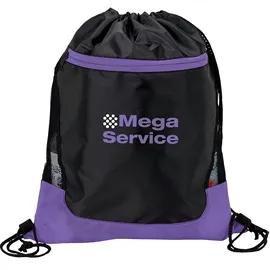 Drawstring Bag 210D with Mesh Side Trim - 14 x 17.75 in - product view 4