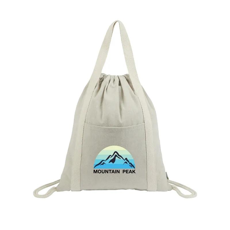 Drawstring Bag Recycled Cotton Two-Tone - 13 3/4 in
