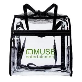 Drawstring Backpack Clear TPU with Mesh Holders - 13 in
