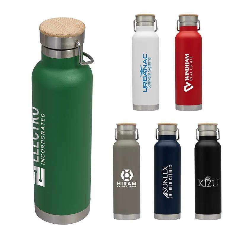 Stainless Steel Water Bottle with Bamboo Lid - 22 oz - product view 7
