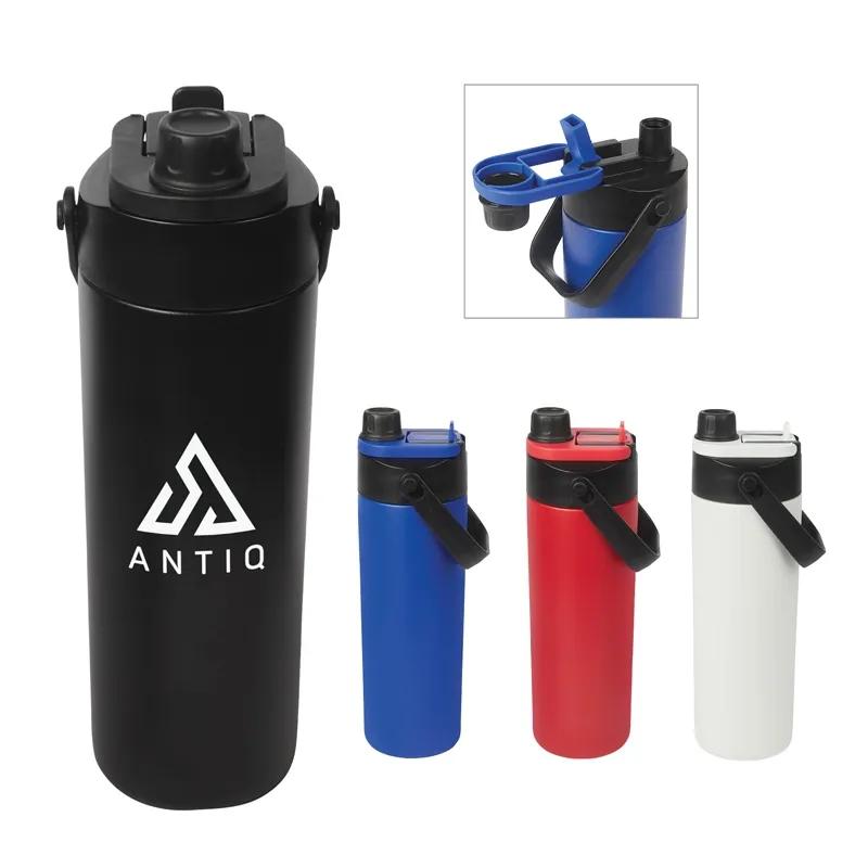 Recycled Stainless Steel Water Bottle with Dual Lid - 22 oz - product view 6