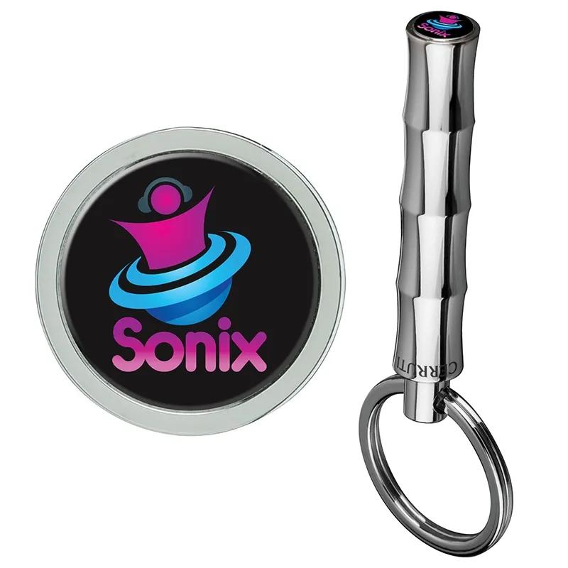 Cerruti II Keyring Chrome Bamboo Design - 2 7/8 in