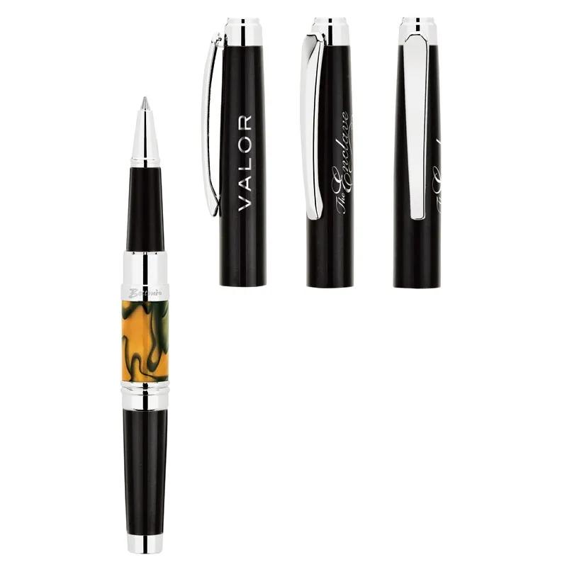 Rollerball Pen Brass Black Lacquer Swirl Resin - 5.3 in - product view 2