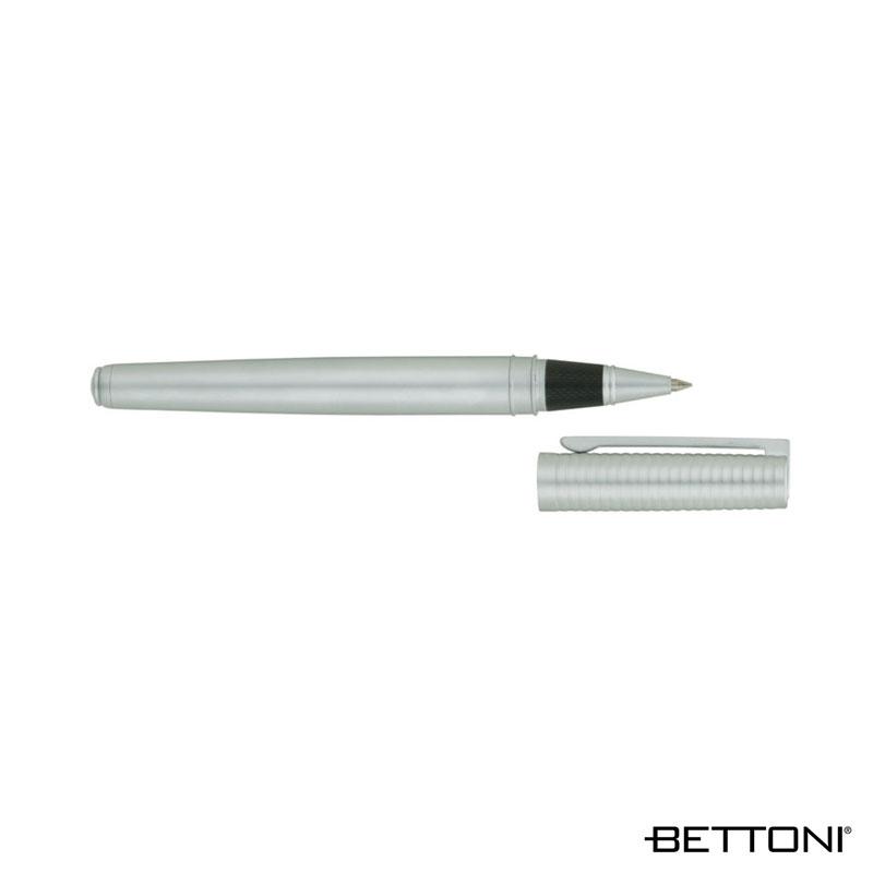 Rollerball Pen Ribbed Cap Matte Silver Brass - 5.13 in - product view 3
