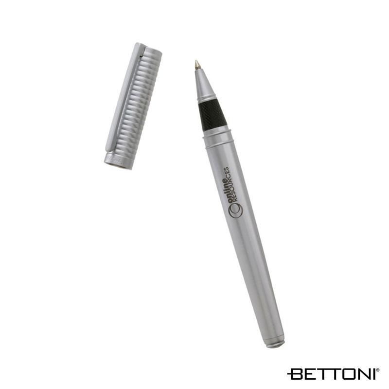 Rollerball Pen Ribbed Cap Matte Silver Brass - 5.13 in - product view 4