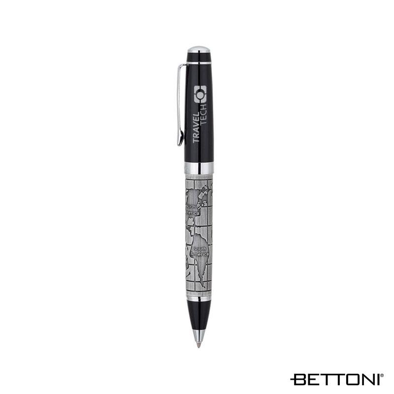 Ballpoint Pen Etched World Map Chrome Plated - 5.5 in - product view 2
