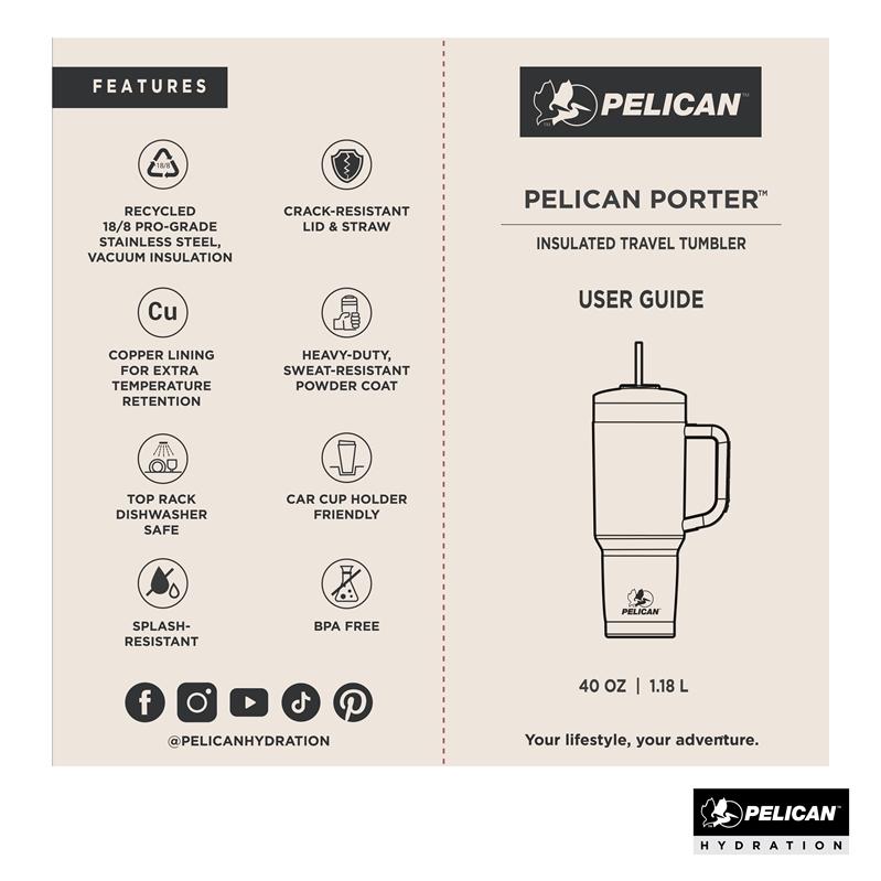 Pelican Porter Dual Travel Tumbler Dual Lid Steel - 40 oz - product view 10