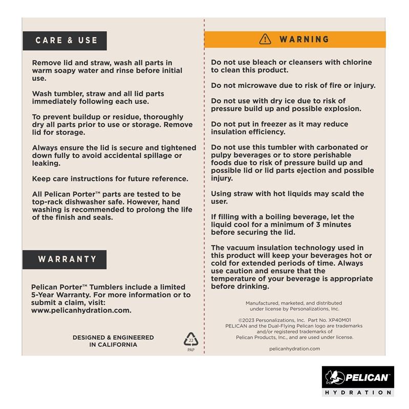 Pelican Porter Dual Travel Tumbler Dual Lid Steel - 40 oz - product view 11