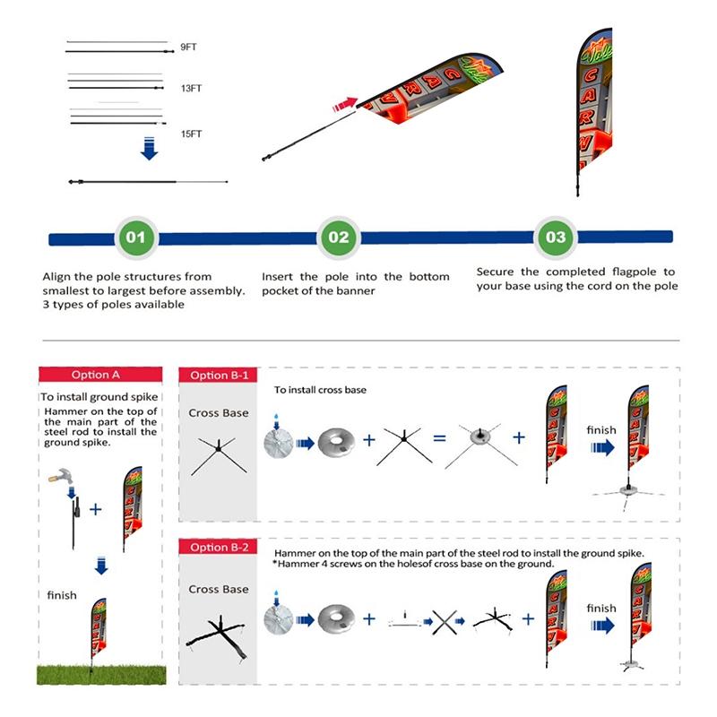 Custom Feather Flag Single-Sided Polyester - 15 ft - product view 4
