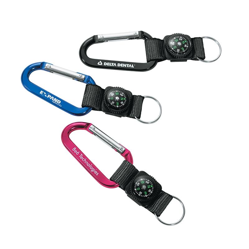 Aluminum Carabiner with Compass Keyring - 5 in - product view 3
