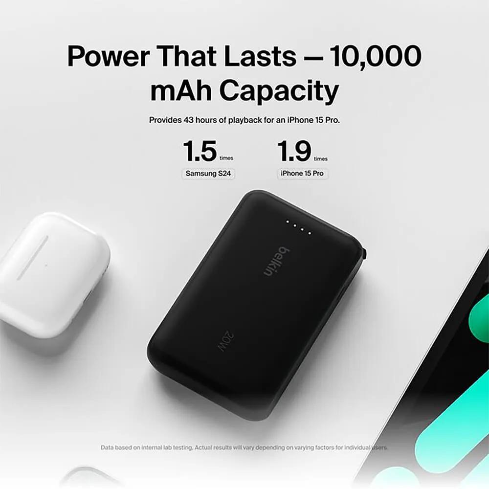 Power Bank with Integrated USB-C Cable Dual Device - 10000mAh - product view 7
