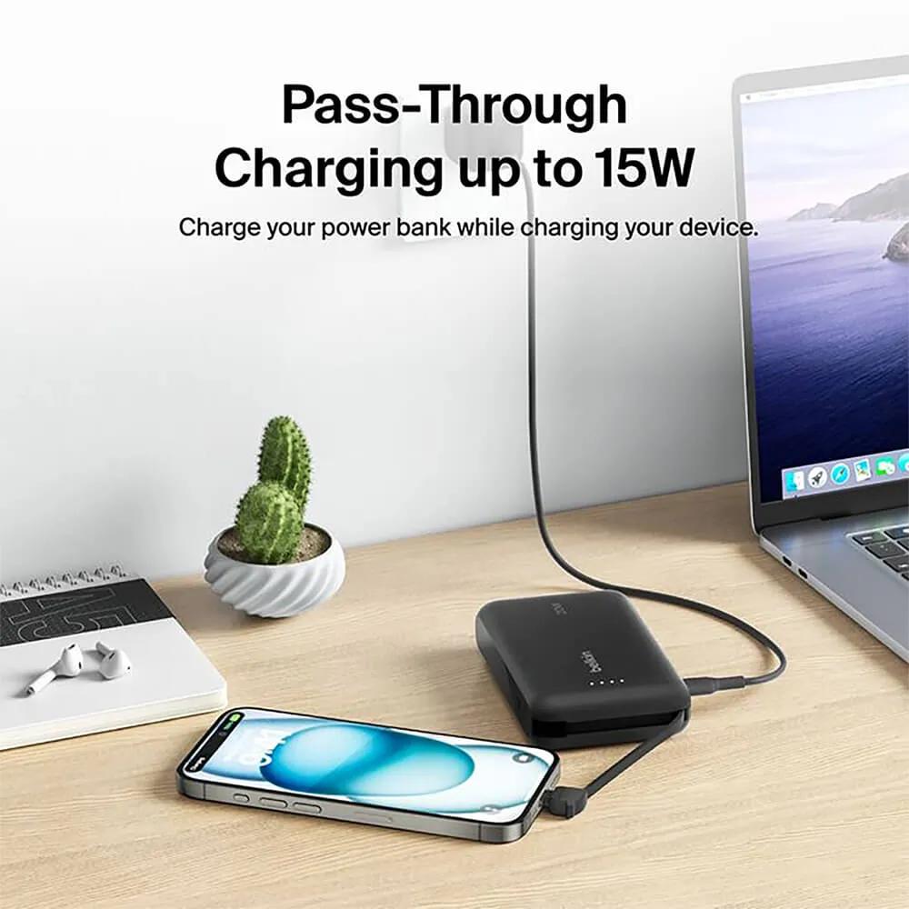 Power Bank with Integrated USB-C Cable Dual Device - 10000mAh - product view 10