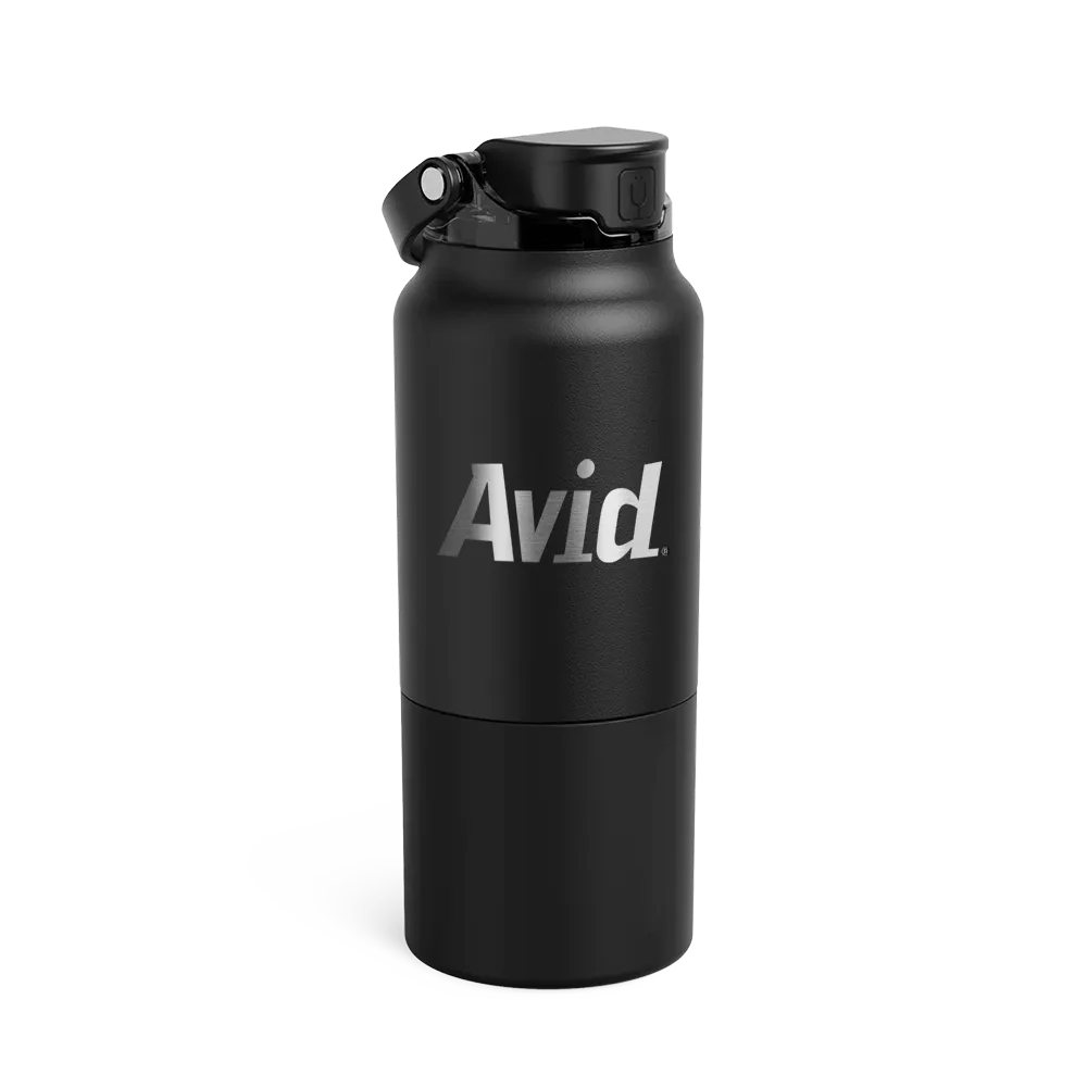 Insulated Water Bottle with Dual Straw System - 35 oz