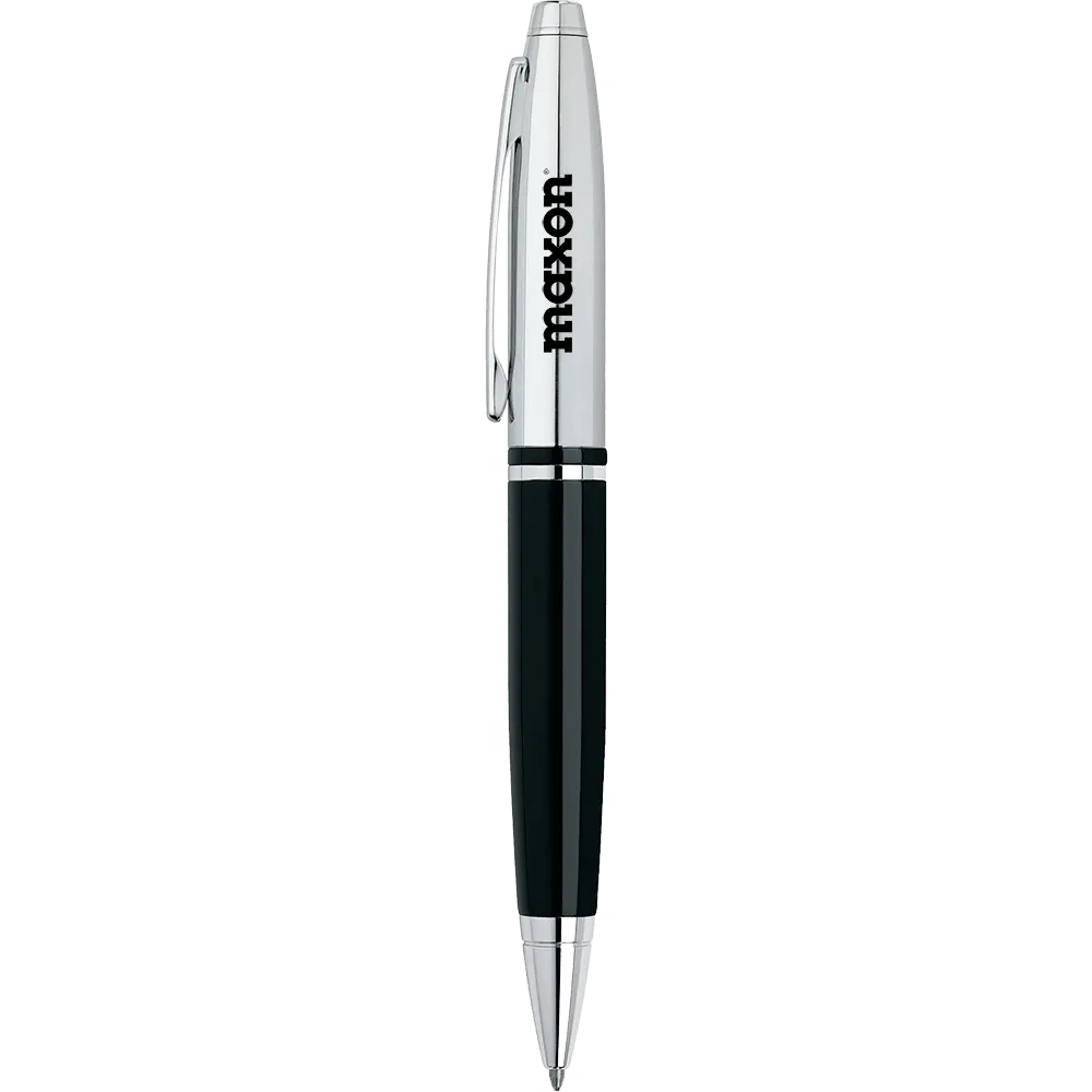 Ballpoint Pen Chrome Black Lacquer Art Deco - 5.25 in