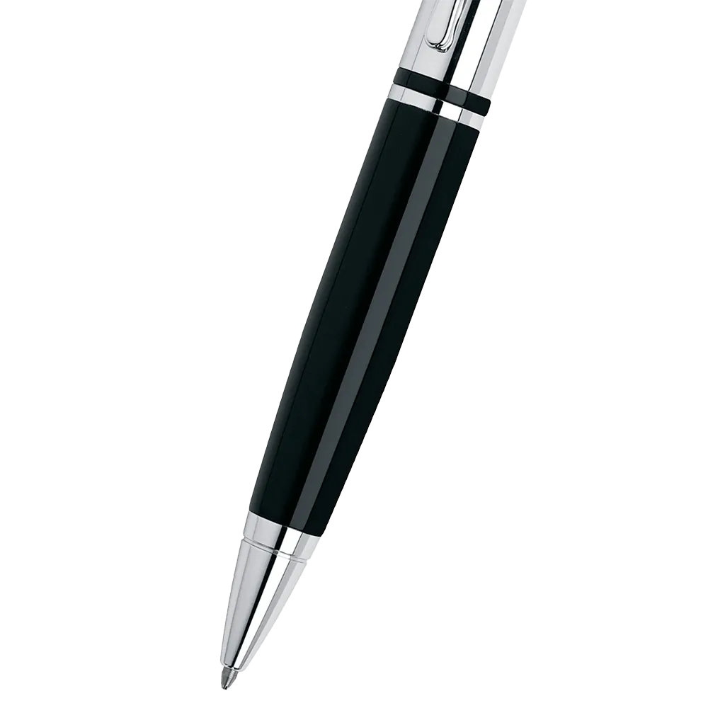 Ballpoint Pen Chrome Black Lacquer Art Deco - 5.25 in - product view 3