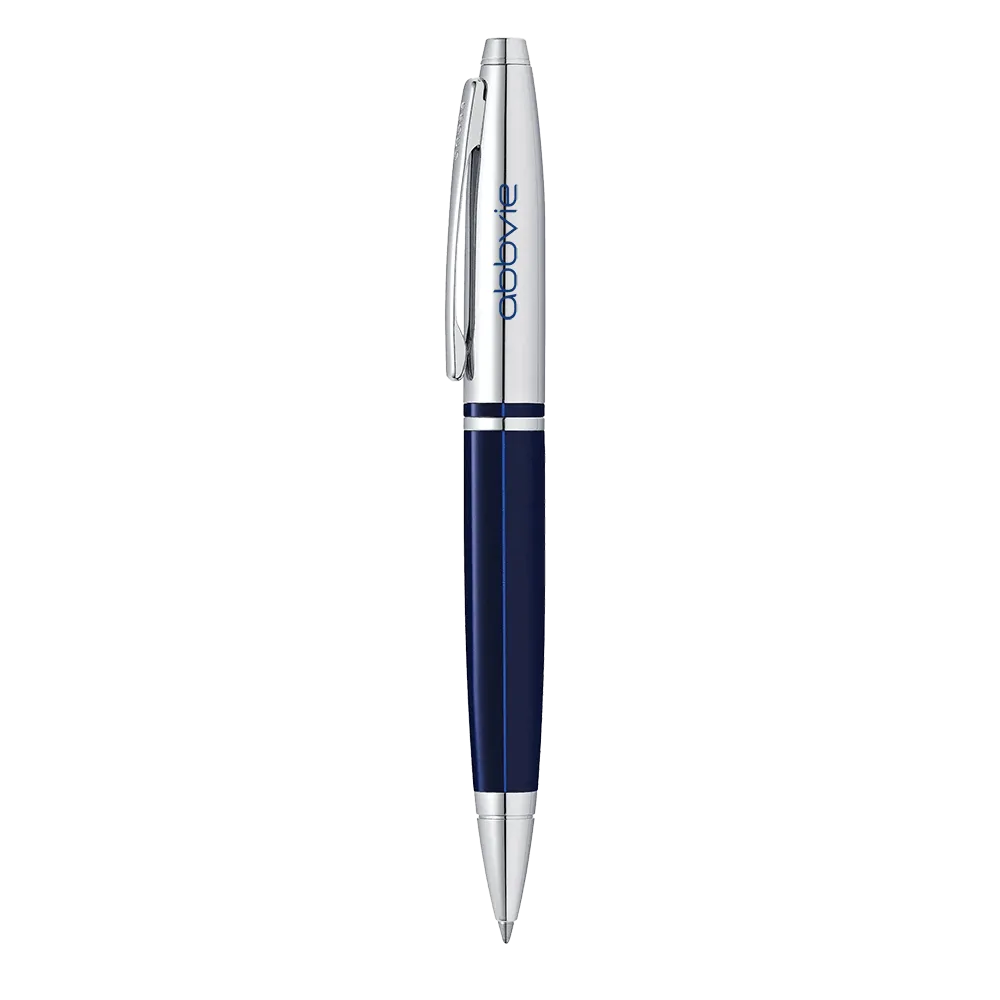 Ballpoint Pen Chrome Blue Lacquer Art Deco - 5.25 in