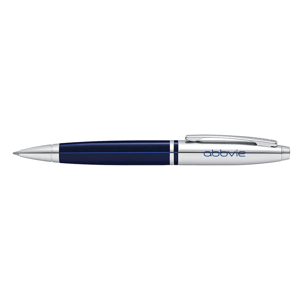 Ballpoint Pen Chrome Blue Lacquer Art Deco - 5.25 in - product view 2