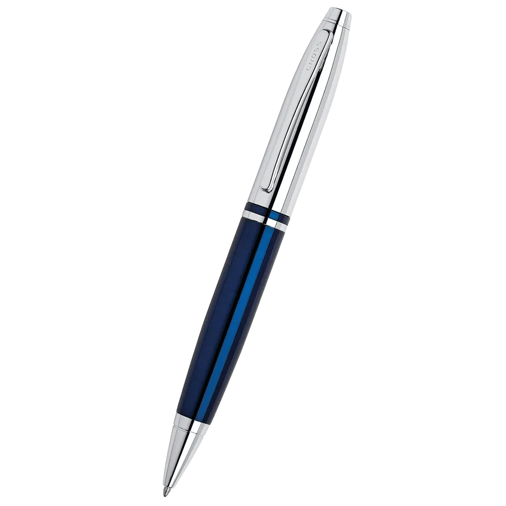 Ballpoint Pen Chrome Blue Lacquer Art Deco - 5.25 in - product view 4