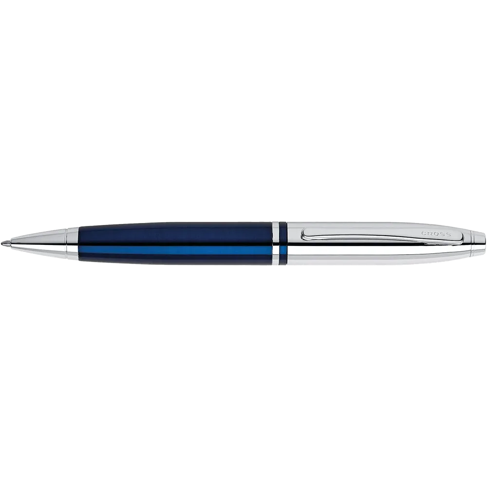 Ballpoint Pen Chrome Blue Lacquer Art Deco - 5.25 in - product view 5