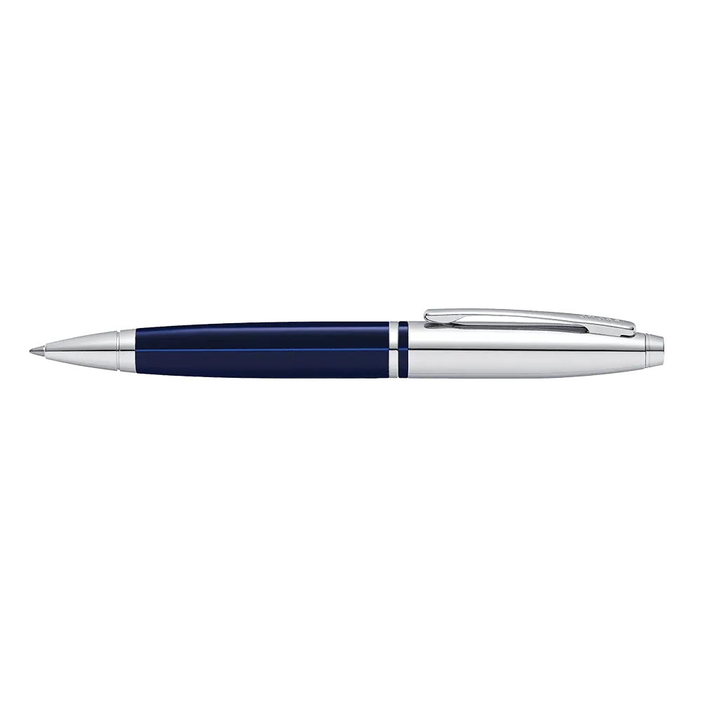 Ballpoint Pen Chrome Blue Lacquer Art Deco - 5.25 in - product view 6