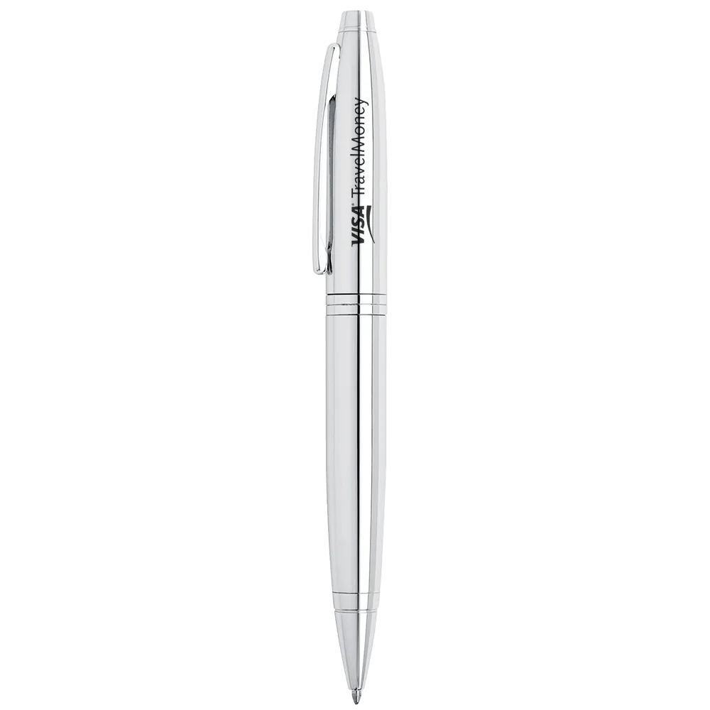 Ballpoint Pen Polished Chrome Art Deco Style - 5.25 in