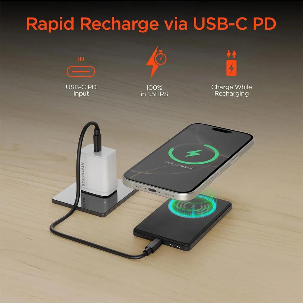 Magnetic Wireless Power Bank Ultra-Slim - 5000mAh - product view 9