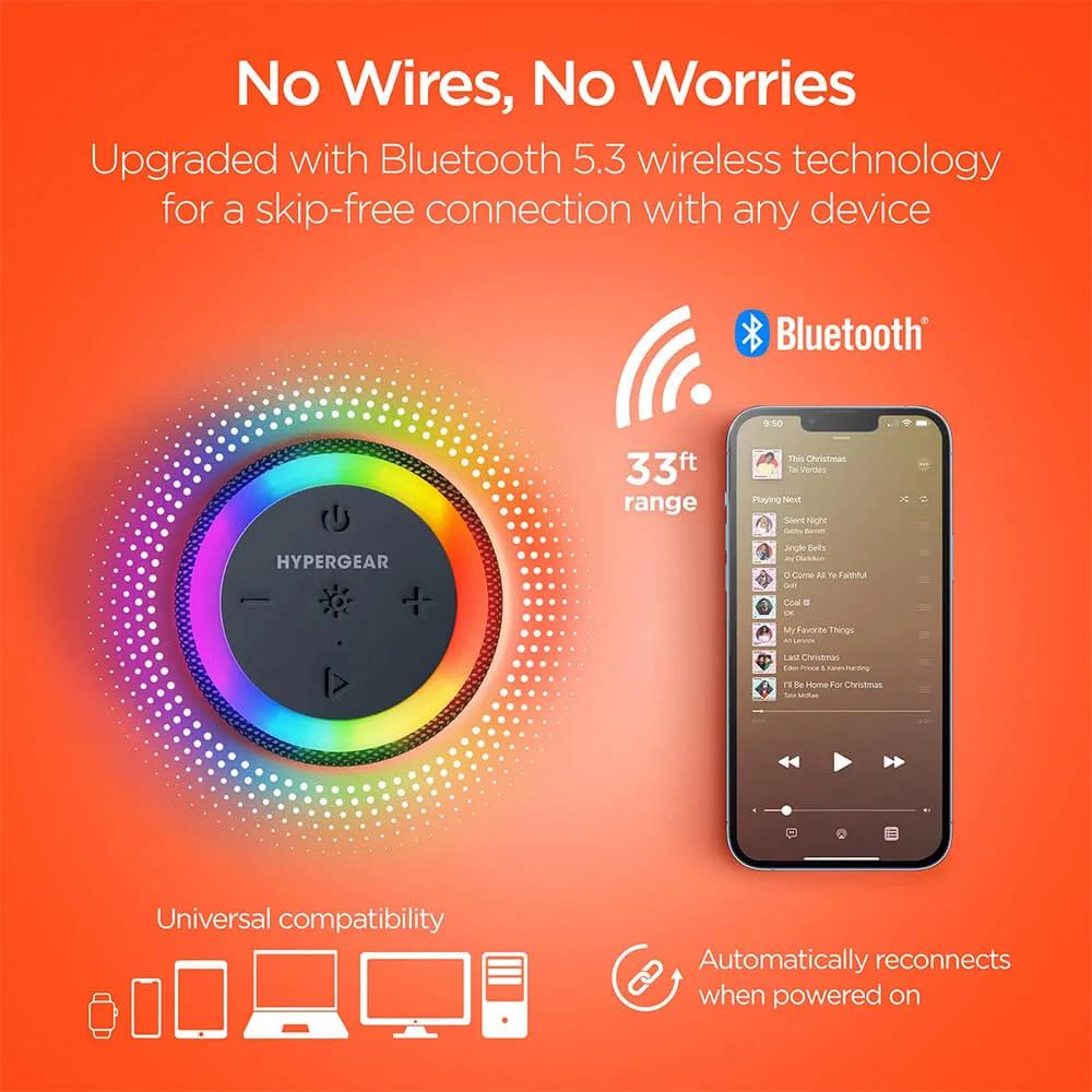 Waterproof LED Wireless Speaker with Light Ring - 4 in - product view 9