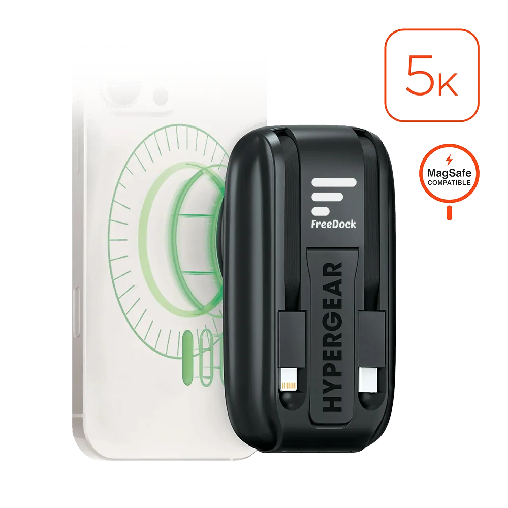 Hypergear 5,000mAh Mag Grip Go Magnetic Wireless Fast Charge Power Bank with Built-In Cables - product view 1