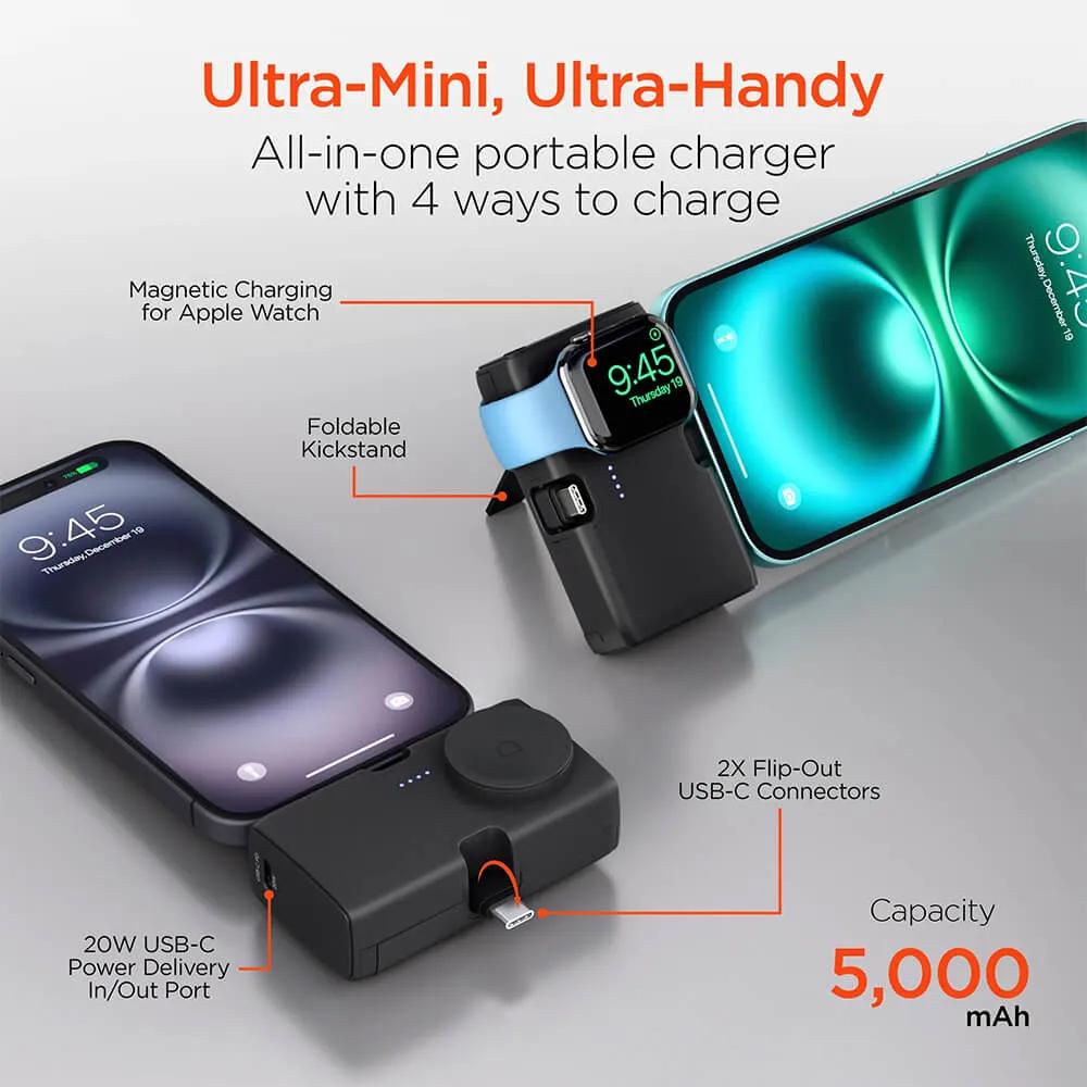 Ultra-Mini Power Bank with Apple Watch Charger - 5000mAh - product view 3