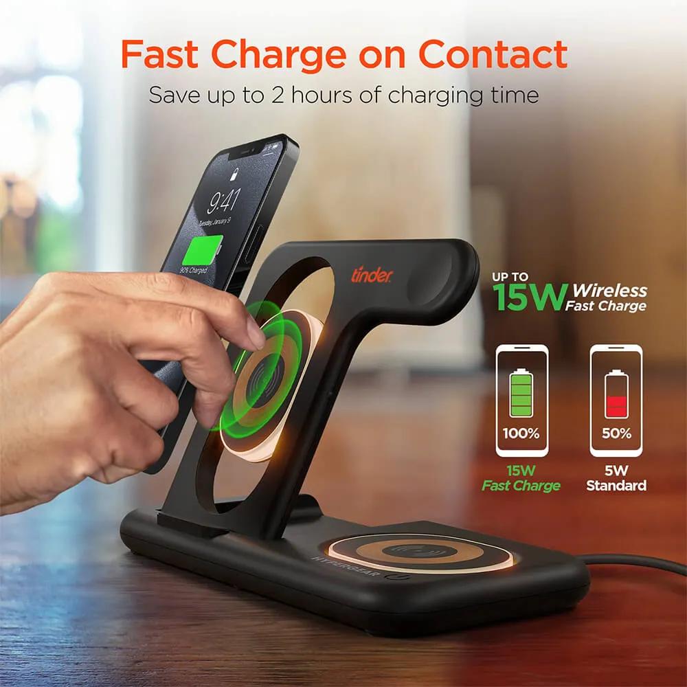 Foldable Wireless Charging Stand 4-in-1 with LED - 15W - product view 10