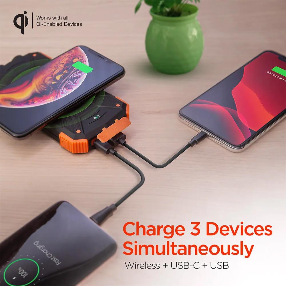 Solar Power Bank Wireless Charging with Flashlight - 10000mAh - product view 4