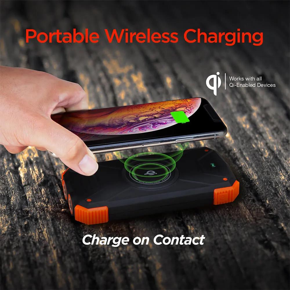 Solar Power Bank Wireless Charging with Flashlight - 10000mAh - product view 5