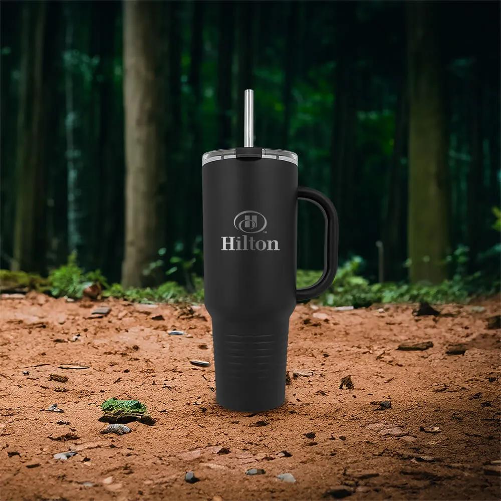 Insulated Tumbler with Handle and Built-In Straw - 40 oz - product view 7