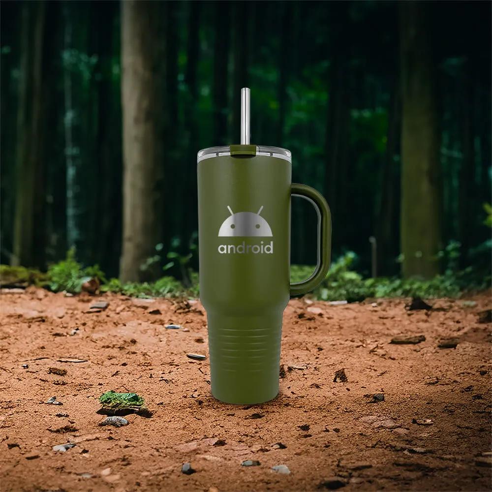 Insulated Tumbler with Handle and Built-In Straw - 40 oz - product view 23