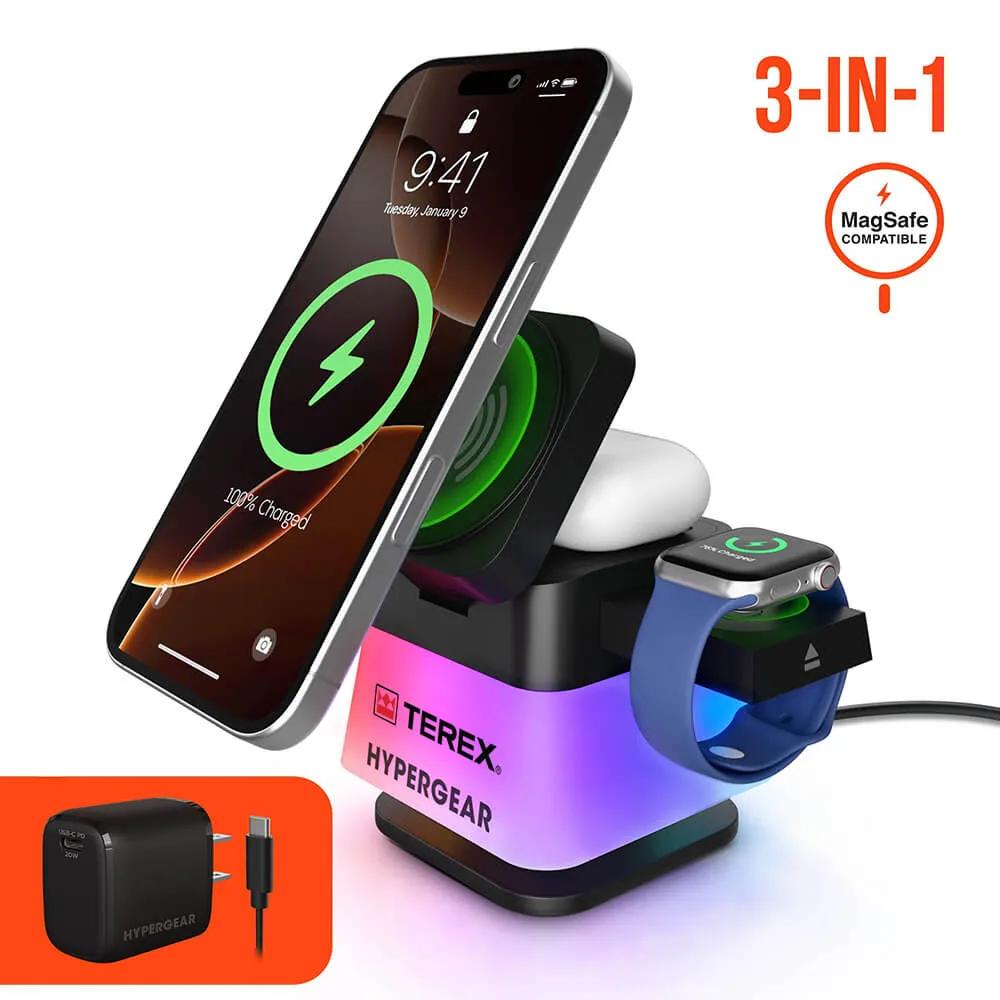 3-in-1 Wireless Charging Stand with Magnetic Mount - 15W