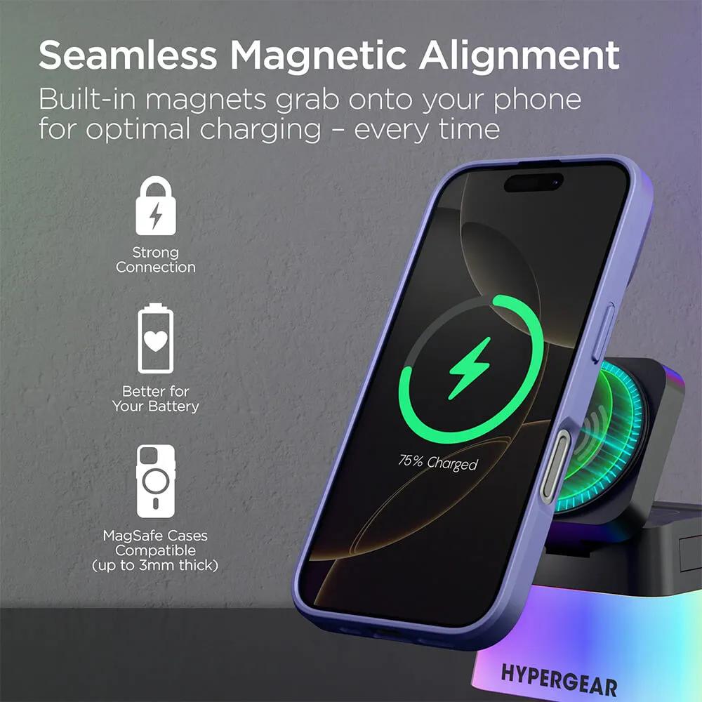 3-in-1 Wireless Charging Stand with Magnetic Mount - 15W - product view 6