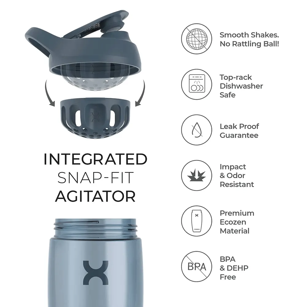 Protein Shaker Bottle with Snap-Fit Agitator - 32 oz - product view 6