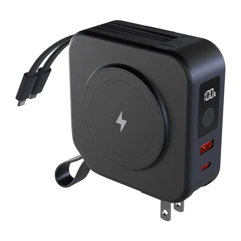5-in-1 Magnetic Power Bank with Built-in Cables - 10,000 mAh