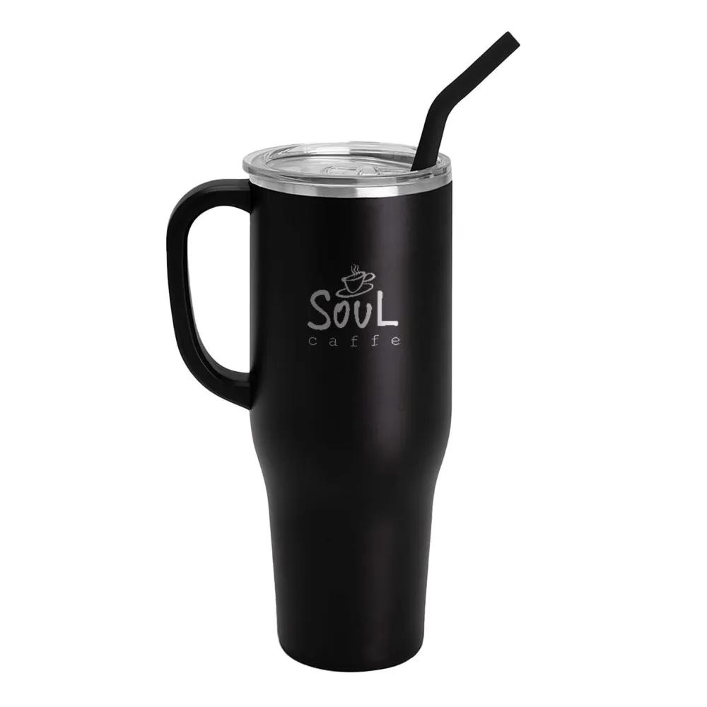 Insulated Tumbler with Handle and Straw - 40 oz - product view 2