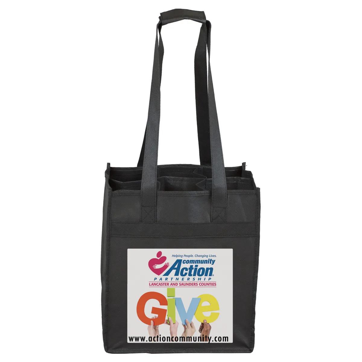 Wine Tote Bag 6 Bottle Non-Woven Dividers - 10 x 11 in - product view 5