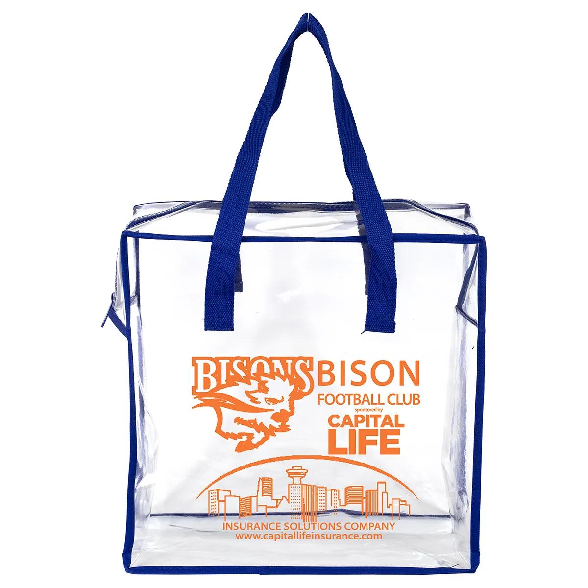 Clear Stadium Tote Bag Vinyl Zipper Compliant - 12 x 12 in - product view 3