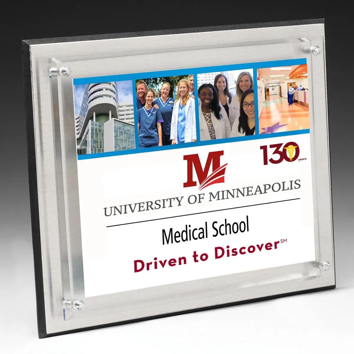 Brushed Aluminum Plaque Clear Panel Chrome Hardware - 8 x 10 in - product view 2