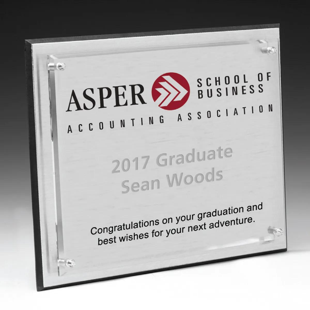 Brushed Aluminum Plaque Clear Panel Chrome Hardware - 8 x 10 in - product view 4