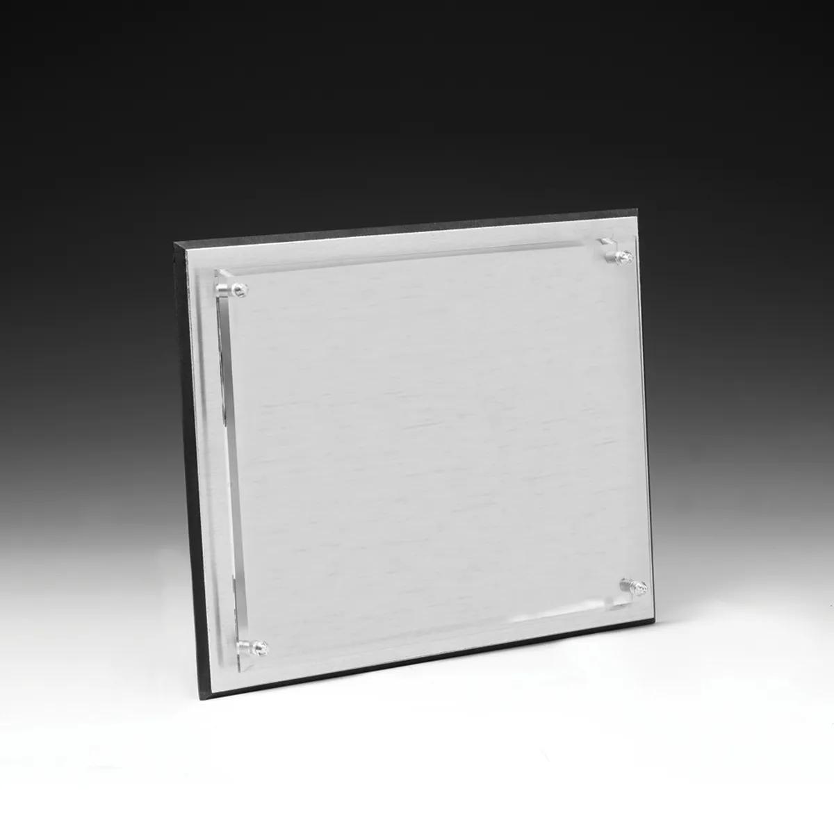 Brushed Aluminum Plaque Clear Panel Chrome Hardware - 8 x 10 in - product view 6