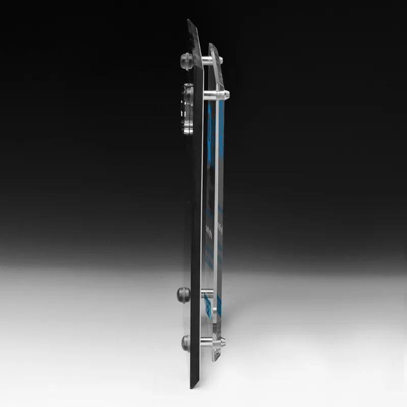 Brushed Aluminum Plaque Clear Panel Chrome Hardware - 9 x 12 in - product view 2