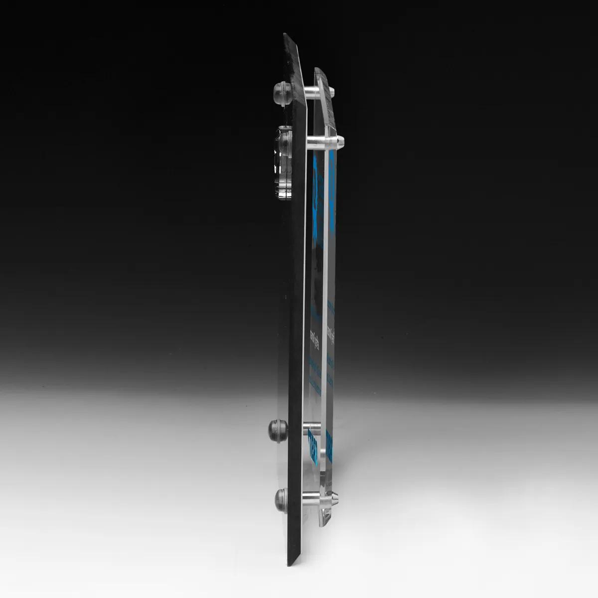 Brushed Aluminum Plaque Clear Panel Chrome Hardware - 9 x 12 in - product view 3