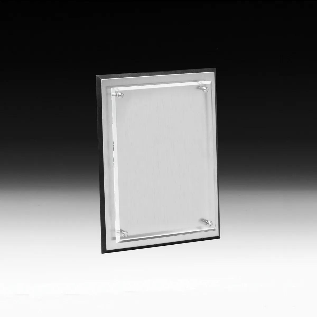 Brushed Aluminum Plaque Clear Panel Chrome Hardware - 9 x 12 in - product view 5